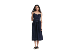 Women's Sweetheart Belted Cotton Dress